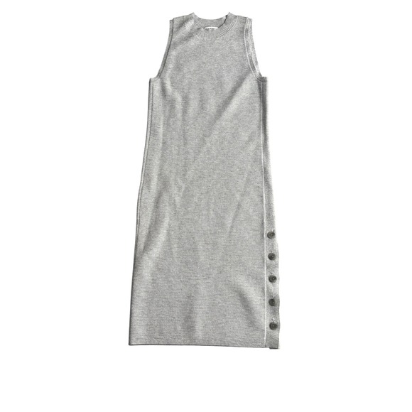 Club Monaco Knit Dress Sleeveless Button Accent Gray Women's XS Casual - Picture 1 of 6